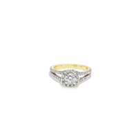  Ladies 1.50 CTW Diamond Halo14k Yellow Gold Engagement Ring Size 5.75
