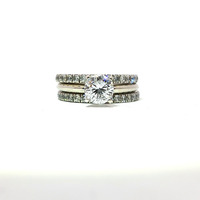  Ladies 3.25 CTW (1.25ct Center) 14k White Gold Wedding Ring Set 3-PC Size 8