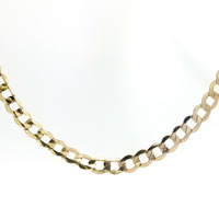  Men's 10k Yellow Gold 6.5mm Semi-Hollow 22" Curb Link Necklace 12.3 Grams