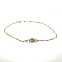  Ladies 10k Yellow Gold Diamond 7-8" Adjustable Bracelet Bracelet