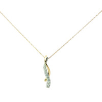  Ladies 1/4tcw Diamond 14k Two-Tone Gold Dangle Pendant w/ 18" Link Necklace
