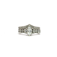  Ladies Neil Lane1ctw Diamond Marquis 14k White Gold Wedding Ring Set Size 6