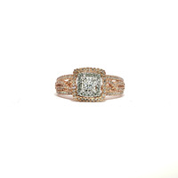  Ladies 1/2ctw Diamond 10k Rose Gold Halo Cocktail / Engagement Ring Size 7