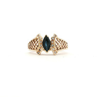  Ladies Sapphire & Diamond 14k Yellow Gold Birthstone Ring Size 7
