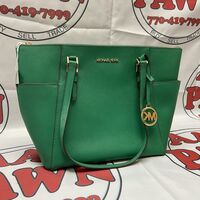 Michael Kors Jet Set Travel Large Top Zip Tote Bag Green