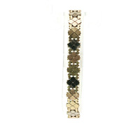  Ladies 14k Tri-tone Gold 8mm Custom Link 7" Bracelet 16.7 Grams