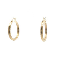  Ladies 14k Yellow Gold 3/4" Hoop Earrings 1.5 Grams