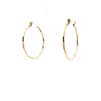  Ladies 14k Yellow Gold 1" Twisted Hoop Earrings 1.45 Grams