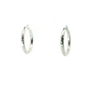  Ladies 14k White Gold Hammered 1" Hoop Earrings 1.65 Grams