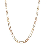  Men's 14k Tri-Tone Gold 4mm Figaro Link 24" Necklace 7.9 Grams