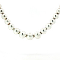  Tiffany & Co. Sterling Silver 16-inch Graduated Bead Necklace w/ Box & Bag