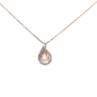  Ladies Light Brown Topaz & Diamond 10k Rose Gold Pendant w/  18" Rose Necklace