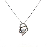  Ladies Sterling Silver "I Love You to the Moon and Back" Heart Pendant w/ Chain