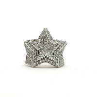  Men's 3.50ctw Diamond STAR 14k White Gold Ring Size 9