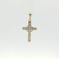 10k Yellow Gold 3/4" CZ Cross Pendant
