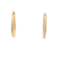  Ladies 18k Yellow Gold 1" Textured Teardrop Hoop Earrings 1.85 Grams