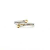  Ladies Platinum w/ 18k Accent Wraparound Coil Design Ring Size 7