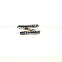  Ladies 14k White Gold Sapphire Bypass Band Ring Size 7.25