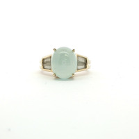  Ladies Cabochon Cut Jadeite 14k Yellow Gold Ring Size 7