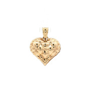  Ladies 14k Two-tone Yellow / White Gold Reversible 1/2" Hollow Heart Pendant 