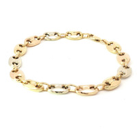  Ladies 18k Two-Tone White / Yellow Gold Gucci Style 7" Bracelet 8.1 Grams