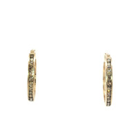  Ladies 1ctw Champagne Diamond 10k Yellow Gold Hoop Earrings
