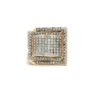  Men's 10k Yellow Gold Diamond Chip Statement Ring