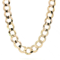 Men's Solid 10k Yellow Gold 11mm Curb Link 23" Necklace 63.6 Grams