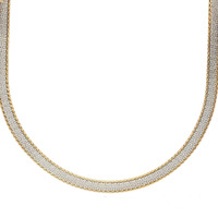  Ladies 14k White & Yellow Gold 5mm Reversible 18" Herringbone Necklace 8.6 Gram
