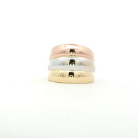  Ladies 14k Tri-Tone Yellow White & Rose Gold Dome Band Ring Size 8