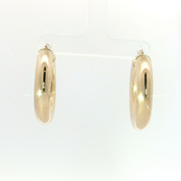  Ladies 14k Yellow Gold 1" Wide Hoop Earrings 3.9 Grams