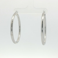  Ladies 14k White Gold 1.5" Hoop Earrings 