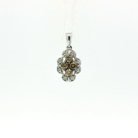  Ladies 14k White Gold Champagne / White Diamond Pendant 