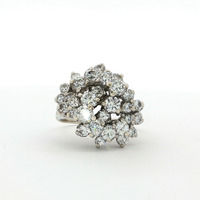  Ladies 2.5ctw Freeform Diamond Cluster 14k White Gold Ring Size 10.5