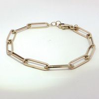  Ladies 7-inch Paper Clip Link Bracelet 14k Yellow Gold 6.1 Grams