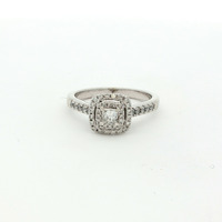  Ladies 1/2ctw Diamond Halo 14k White Gold Engagement Ring Size 7