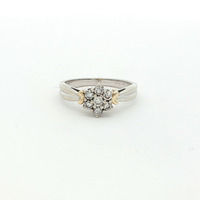  Ladies 1/4ctw Diamond Cluster 14k White Gold w/ Gold Accent Ring Size 6.5