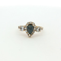  Ladies Blue Stone w/ 1ctw Diamond Accent 14k Yellow Gold Birthstone Ring Size 7