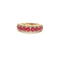  Ladies Ruby & Diamond 14k Yellow Gold Band Ring Size 7