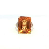  Ladies 14k Yellow Gold Citrine & Diamond Birthstone Ring Size 7