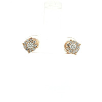  Ladies 1/2ctw Diamond Cluster 14k Yellow Gold Earrings