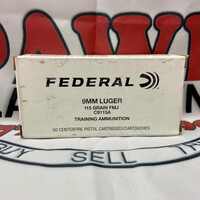 Federal 9mm Luger 115Gr FMJ Training Ammunition 50 Rounds