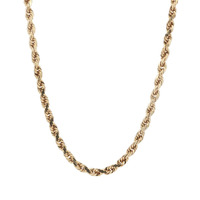  Mens Solid 14k Yellow Gold 4mm Diamond Cut 24" Rope Necklace 