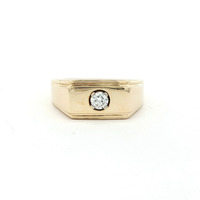  Mens 1/4ct Diamond 14k Yellow Gold Band Ring Size 9