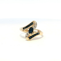  Ladies Sapphire & Diamond Birthstone Ring Size 8