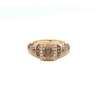  LeVian Ladies Chocolate / White Diamond 14k Rose Gold Ring Size 7