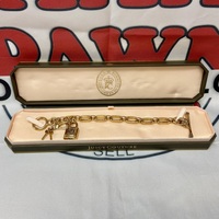 Juicy Couture Gold-Tone Chain Link Heart Toggle Bracelet J Charm 7.5