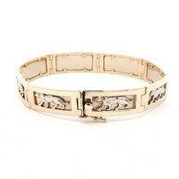  Men's Panther Link Solid 14k Yellow Gold 8" Bracelet 37.2 Grams