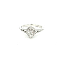  Ladies 1/2ctw Pear Shaped Diamond Halo 10k White Gold Engagement Ring Size 7