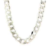  Men's Sterling SIlver 11.2mm Cuban Link 16-inch Chain Necklace 72.5 Grams
